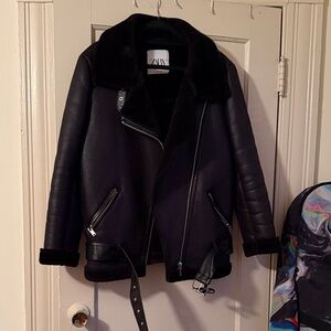 Zara Dark Jacket with Belted Details